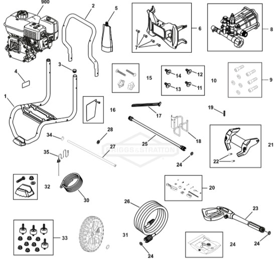 Briggs & Stratton Brute 3000 psi pressure washer model 020793 replacement parts, pump breakdown, repair kits, owners manual and upgrade pump.